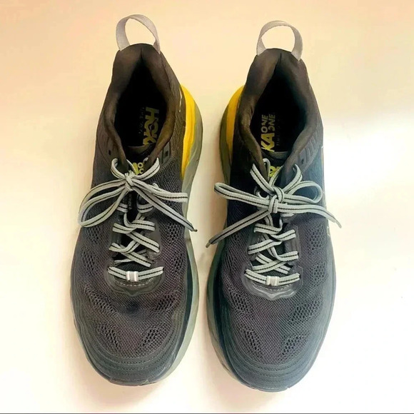 Hoka One One Bondi 6 Grey & Yellow Sneakers - Picture 6 of 9